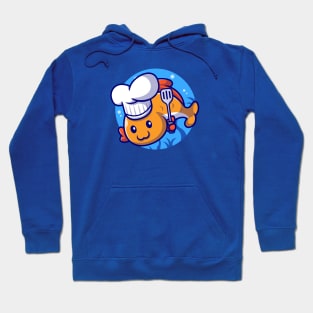 Cute Fish Chef With Spatula Cartoon Hoodie